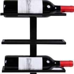 Stojak na wino, ścienny wykonany z metalu  na 10 butelek, czarny