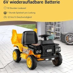 Samochód elektryczny dla dzieci 6 V, wywrotka z kaskiem ochronnym