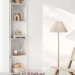 VASAGLE Regał narożny z 5 poziomami i rattanowymi panelami bocznymi