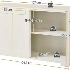 Szafka kuchenna bufetowa z przesuwanymi drzwiami, antyczna biel