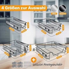 KESSER Teleskopowa szuflada kuchenna, wysuwana z koszem 40 cm