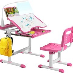 Zestaw biurko i krzesło dla dzieci z lampką LED