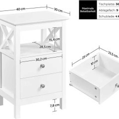 Stolik nocny z 2 szufladami, nowoczesna komoda nocna- biała