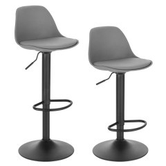 Woltu 2xkrzesło barowe z oparciem sztuczna skóra z regulacją wysokości