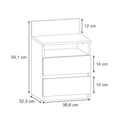 Vicco Stolik nocny złoty dąb energetyczny 39,6x 59,1 Monty