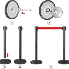 Zestaw 2 taśm barierowych System naprowadzania ludzi Słupki graniczne