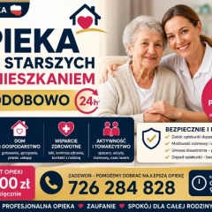 Opieka nad seniorem z zamieszkaniem, 24 godziny na dobę, cała Polska